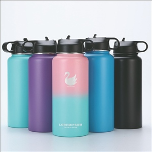 Stainless Steel Water Bottle with Flip Top Lid and Straw